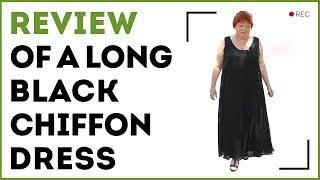 Review of a long black chiffon dress. Wide dress for those who don’t want to show their bodies.