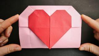 Origami HEART ENVELOPE | How to fold paper envelope with heart