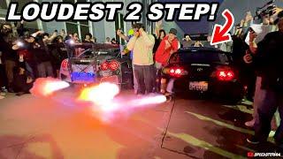 World's LOUDEST Toyota Supra 2 Step vs Nissan GTR Flame Battle!