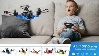 TECHVIO Drone for Kids,5in1 DIY Drone Building Kits,Creative Educational Learning STEM Flying