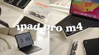  new M4 13" iPad Pro aesthetic unboxing + Apple Pencil Pro + Magic Keyboard | M2 Comparison