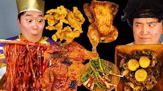 ASMR MUKBANG | Fried Chicken, Spicy Chicken, black bean noodles, kimchi Korean Food eating sound