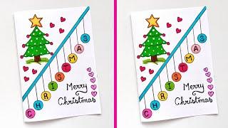  Christmas Greeting Card  | Easy & Cute Christmas Card Idea | White Paper Christmas Card Ideas