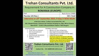 Romania plumber job | salary 550€