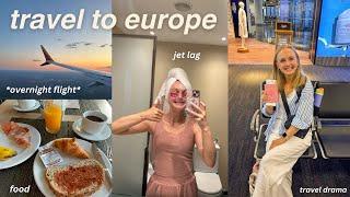 TRAVEL DAY TO EUROPE ️️ | overnight international flight, travel drama, marriott hotel room tour