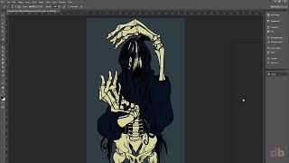 PHOTOSHOP TIME LAPSE FROM ROUGH TO LINE ART, TO COLOUR  the DEATH GOD game concept art