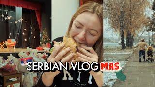 eating one of THE BEST PLJESKAVICA in small SERBIAN TOWN | winter in SERBIA 