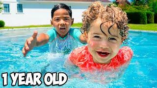 Zakyius Teaches Baby Zely To Swim ALONE In Our Pool *emotional*