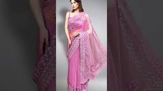 Purple Perfection: Styling the Hottest Net Saree Trends #sttylme #fashioninspo