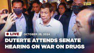 LIVESTREAM: Former president Rodrigo Duterte attends the Senate hearing on war on drugs