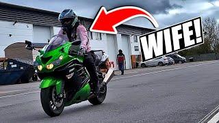 My Wife's First Time Riding The Kawasaki ZZR1400 / ZX-14R!