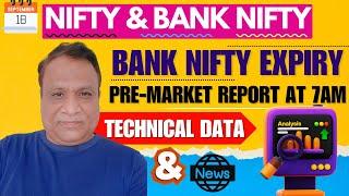 Nifty, Bank Nifty Technical / Data,  Pre- Market Update at 7 am,    18 -Sept -2024