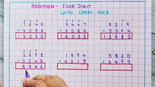 Addition || Addition With Carry Over || Four Digit Addition|| Easy Addition