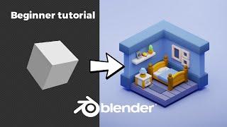 Blender 3D - Create a 3D Isometric BEDROOM in 15 minutes | Beginner Tutorial