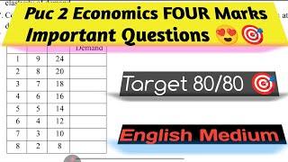 PUC 2 ECONOMICS FOUR MARKS IMPORTANT QUESTIONS  TARGET 80/80  ENGLISH MEDIUM