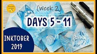 INKTOBER 2019 Days 5 -11 | INK WITH ME Animals and Nature | ink art TUTORIAL for beginners