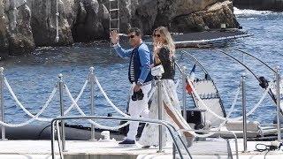 EXCLUSIVE - Antonio Banderas and Nicole Kimpel arrive at Eden Roc Hotel by boat