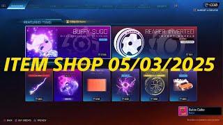 Rocket League item shop today - BLACK DUELING DRAGONS AND SKY BLUE BUFFY-SUGO - ITEM SHOP 05/03/2025