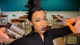 ASMR Goth Girl in The Back of The Class Gives You a Mohawk ️ ASMR Haircut Role-play