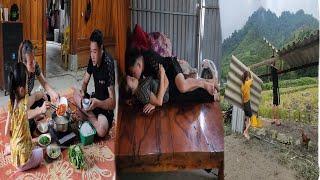 Huong & Quy moved their pets home - the pigs were gone - only a few chickens remained [ Lý Thị Hương