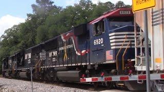 NS 6932 with NS 6920 trailing 3rd leads NS 377 in Oliver, GA 4/24/20