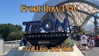 Tron Rollercoaster POV Full Ride and Line Walt Disney World Night TIme