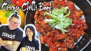 How Chinese Chefs cook Crispy Chilli Beef (Easy Version)  Mum and Son Professional Chefs cook!