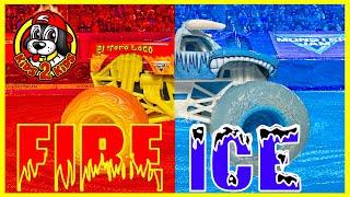 MONSTER JAM FIRE & ICE Monster Trucks Compilation - Water & Treadmill Racing, ThunderROARus Drop