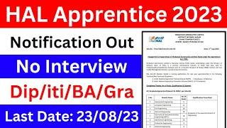 HAL Apprentice 2023 | Aircraft Division | No Interview | Hindustan Aeronautics Limited Apprentice