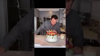 Obidi's ex husband, Justin Dean blowing out his birthday candles alone. 