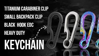 Titanium Carabiner Clip Small Backpack Clip Black Hook EDC Heavy Duty Keychain