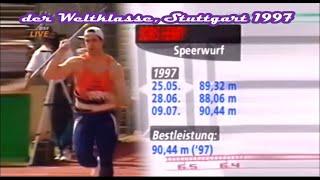 Boris Henry speerwerfen 87.82 meter 1997-07-13 Stuttgart Leichtathletik der Weltklasse, Stuttgart