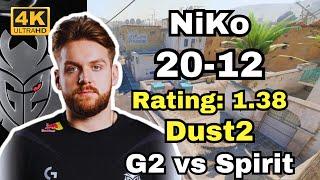 NiKo (20-12) G2 vs Spirit (Dust2) | BLAST Premier Fall Final 2024 | Sep 27, 2024 #cs2 #pov