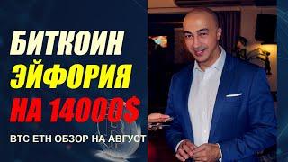 БИТКОИН!!! ЭЙФОРИЯ! 12000$ или 14000$? ОБЗОР НА АВГУСТ!