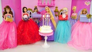 Rapunzel Birthday Party with Princesses & Barbie ! Pesta Ulang Tahun Rapunzel Festa de aniversário