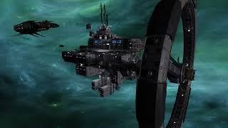 Fly By Solaris Station As Cargo Ship Arrives - 4k