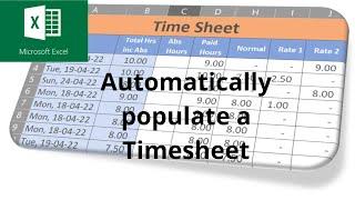 Use the Weekday function to populate a time sheet in Microsoft Excel