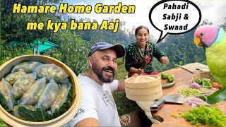 Kya bana aaj? Home Garden me || Love & Preet cooking Momo / Dim Sum in Home Garden