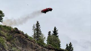 28 Cars vs 300FT CLIFF! | Alaska 4th Of July 2024 EPIC Car Launch!!