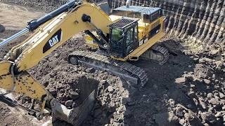 Caterpillar 374D Excavator Working On Mines, Loading Overburden On 4 Axle Trucks - Interkat SA
