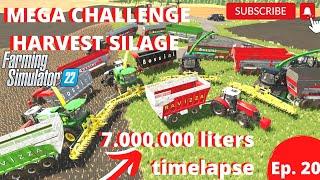 #fs22, MEGA CHALLENGE SILAGE HARVEST 7.000.000 liters #BOSSINI #RAVIZZA #VISINI #gameplay #TIMELAPSE