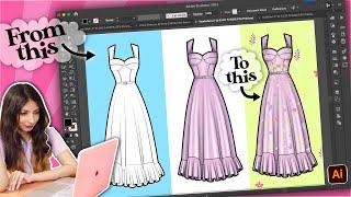 How to draw a dress on Adobe Illustrator (Easy beginners tutorial)