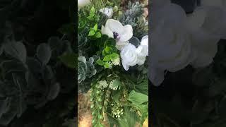 White anemone, ranunculus and mixed greenery bouquet