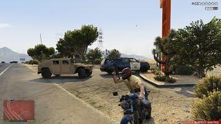 GTA 5 [R.D.E. 3.1.7] - Sandy Shores Sheriff Station Shootout + 6 Star Police Army Chase Escape