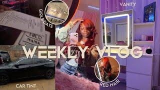 Weekly Vlog | red hair, girls date, getting car windows tinted *finally*, new vanity, & etc