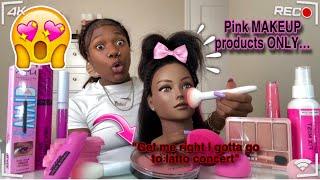 Doing my mannequin makeup only using pink products