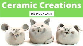 How to make ceramic animals, piggy bank at home.  Clay craft for fun. Whole process step by step