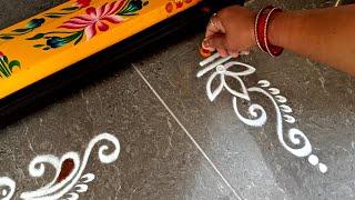 Easy border rangoli designs | Friday rangoli | Festival kolam | Border rangoli | Door rangoli