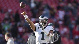 Injured Philadelphia Eagles quarterback Jalen Hurts won't play Sunday against Dallas