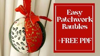 Easy No-Sew "Quilted" Fabric Baubles - DIY Christmas Tree Ornaments + FREE Pattern!